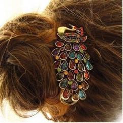 Multicolor Big Peacock Hair Pin artificial imitation fashion jewellery online