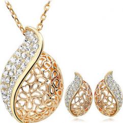Gold Plated Austrian Stone Earrings Necklace Jewelry Combo artificial imitation fashion jewellery online