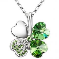 Platinum Plated Green Clover Necklace artificial imitation fashion jewellery online