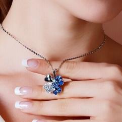 Platinum Plated Blue Clover Necklace artificial imitation fashion jewellery online