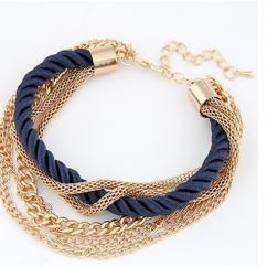 Blue Gold Plated Multilayer Charm Handmade Bracelet artificial imitation fashion jewellery online