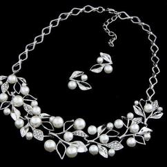  Platinum Plated Pearl Crystal Jewelry Sets artificial imitation fashion jewellery online