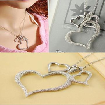 Silver Plated 3 Heart Love Necklace artificial imitation fashion jewellery online