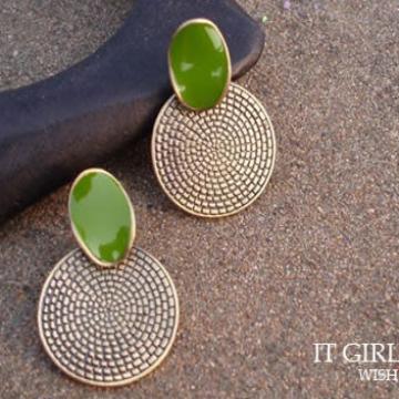 Green Big Drop Earrings artificial imitation fashion jewellery online
