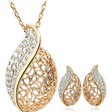 Gold Plated Austrian Stone Earrings Necklace Jewelry Combo artificial imitation fashion jewellery online