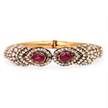 Traditional Rajasthani Emerald Pearl Bangle artificial imitation fashion jewellery online