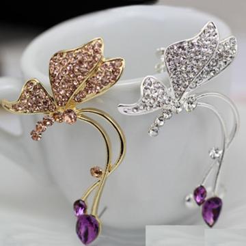 Butterfly Elegant Women Crystal Silver Ear Clip Earring - 1Pc artificial imitation fashion jewellery online