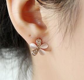 Five Petals Flower  Zirconia Stud Earrings artificial imitation fashion jewellery online