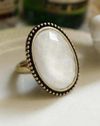 Oval White Gem Ring artificial imitation fashion jewellery online