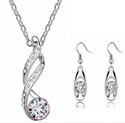  White Gold Plated  Crystal Jewelry Sets artificial imitation fashion jewellery online