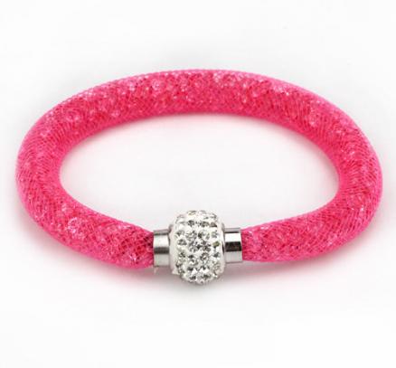 Rose Red Twilight Sparkle Crystals Filled Magnetic Clasp Bracelet artificial imitation fashion jewellery online
