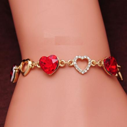Princess Gold Plated Heart Zirconia Stone  Adjustable Charm Fashion Bracelet artificial imitation fashion jewellery online