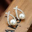 Elegant Crystal Pearl Bow knot Earrings artificial imitation fashion jewellery online