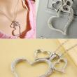 Silver Plated 3 Heart Love Necklace artificial imitation fashion jewellery online