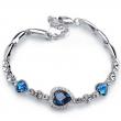Deep Sea Blue Crystal Heart Shaped Bracelet artificial imitation fashion jewellery online